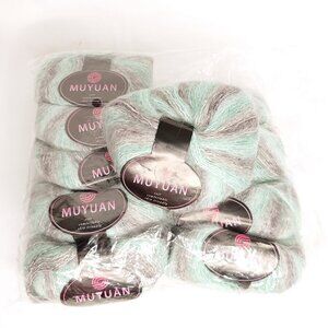 Muyuan Mohair Acrylic Blend Yarn Gradient Green Gray Fingering 25g Ea Lot Of 10